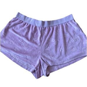 Y2K Juicy Contour Pink Purple Velour Sleep Shorts M Soft Juicy Logo All Over VTG